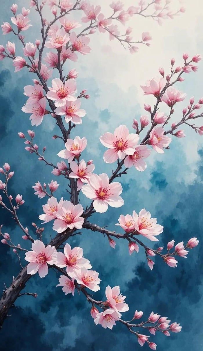 Vẽ tranh hoa đào ngày tết mang không khí đoàn viên