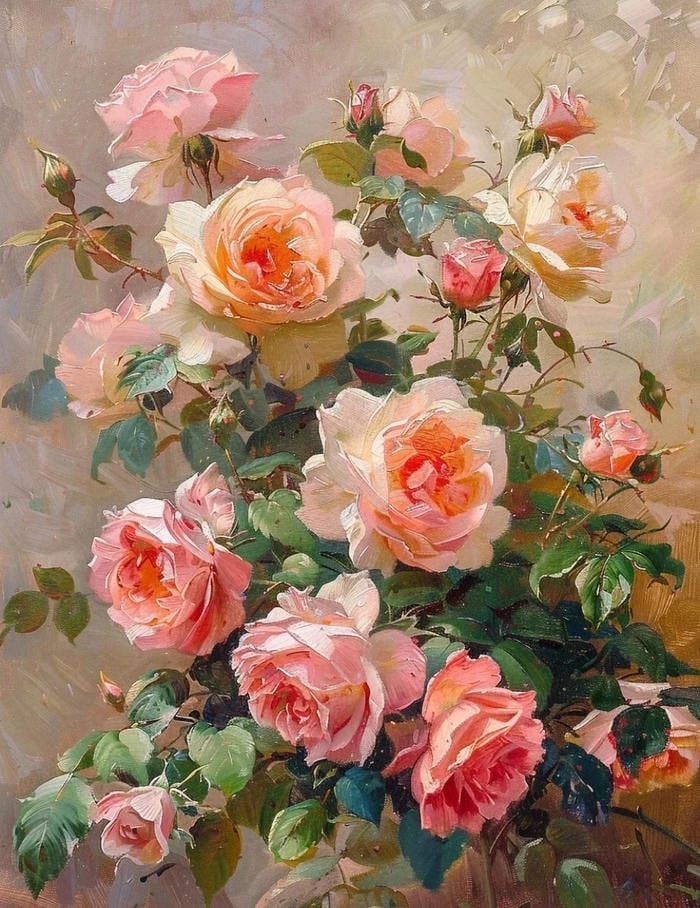 Vẽ tranh hoa hồng mang phong cách lãng mạn