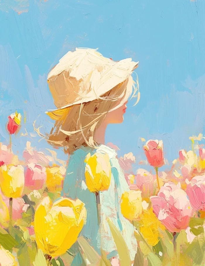 Vẽ tranh hoa tulip phong cách nhẹ nhàng tinh tế