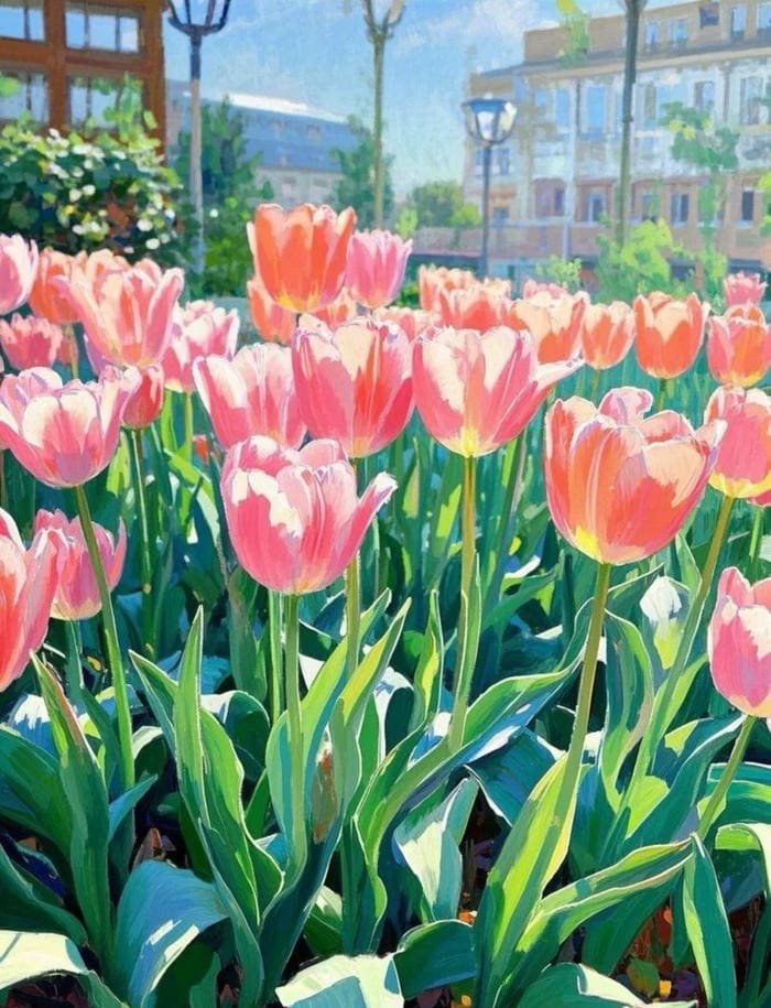 Vẽ tranh hoa tulip phong cách sáng tạo độc đáo