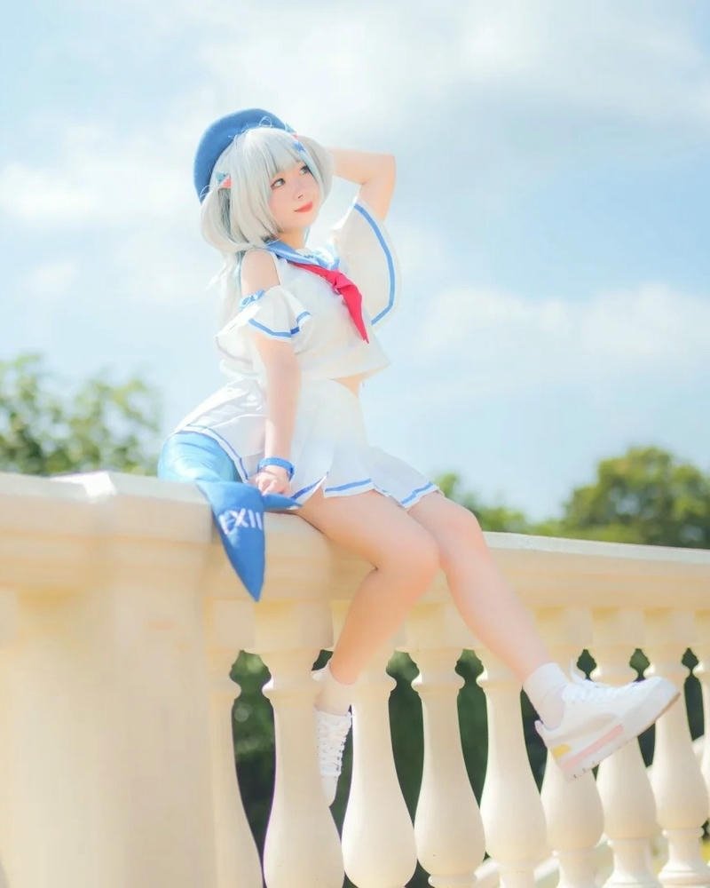 Yaoyaoqwq Gawr Gura cosplay ảnh phong cách đáng yêu đầy cuốn hút