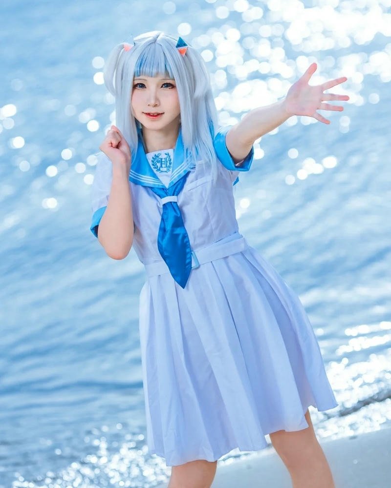 Yaoyaoqwq Gawr Gura cosplay hình ảnh thần sắc nhẹ nhàng đầy cuốn hút