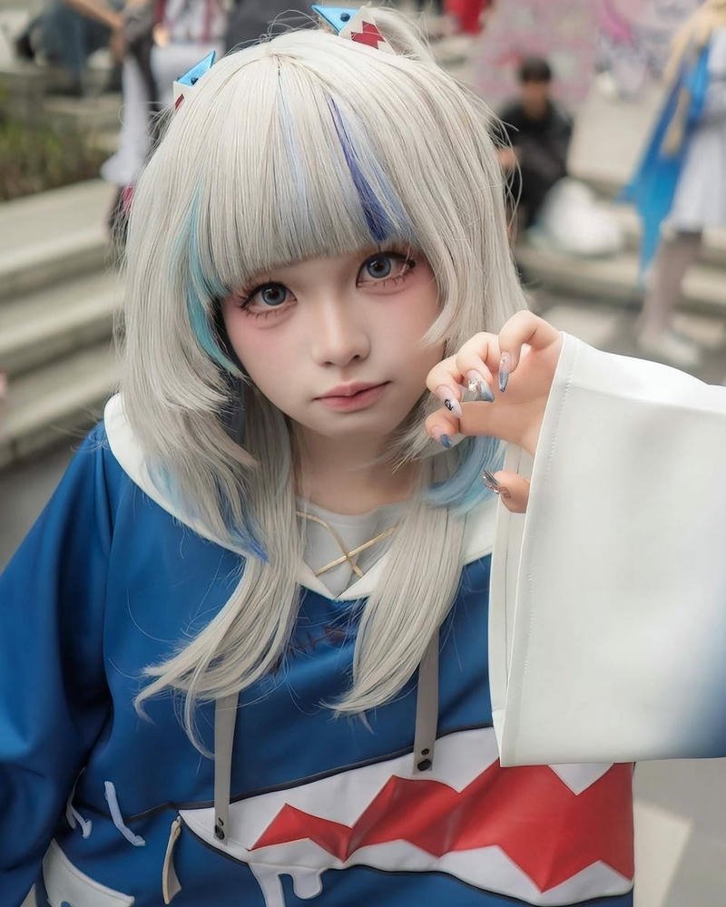 Yaoyaoqwq Gawr Gura cosplay phong cách tươi sáng mang nét riêng