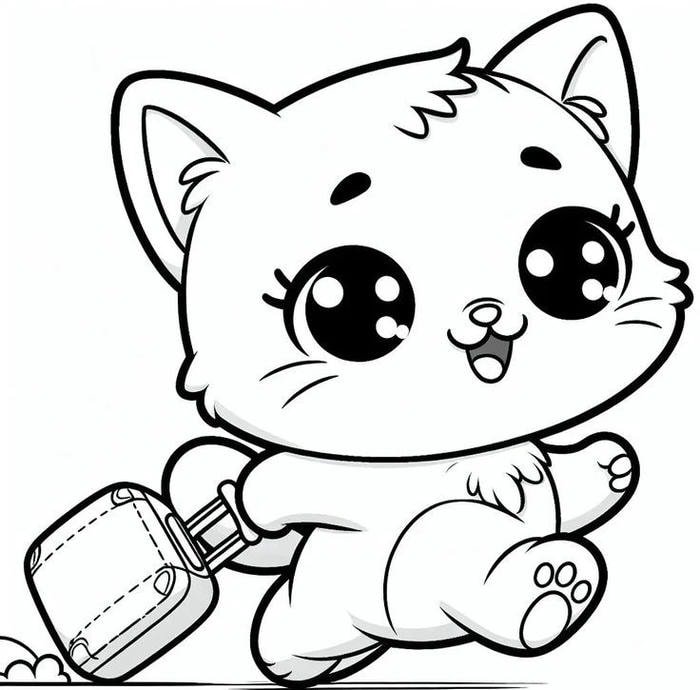 bé tập tô hình tô màu con mèo dễ thương