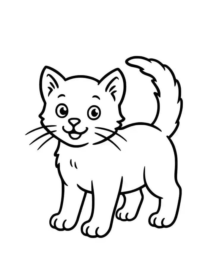 phong cách sinh động tô màu con mèo cute