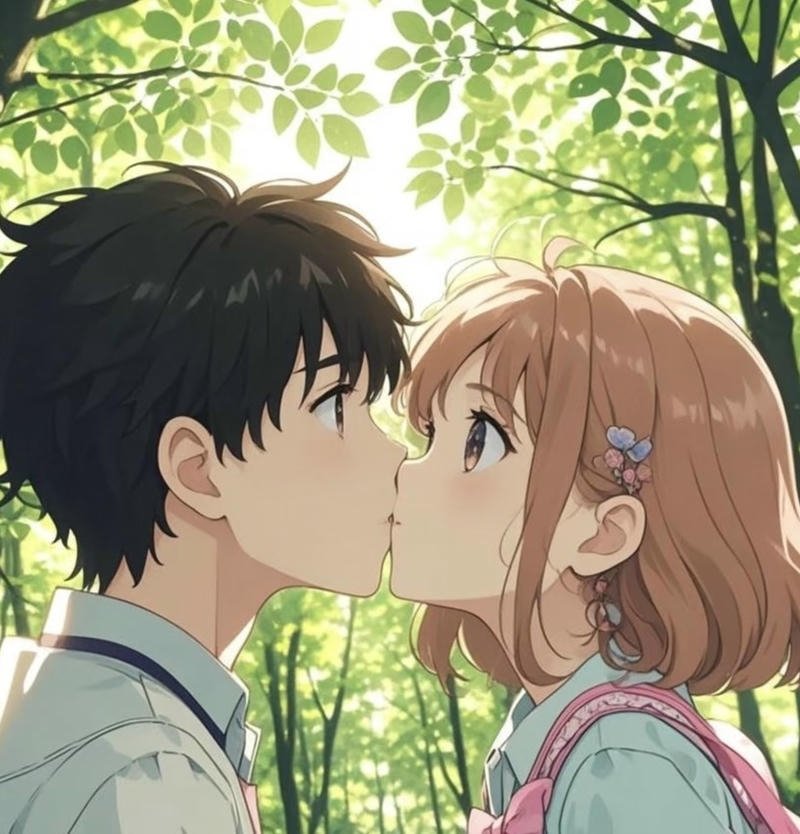 Ảnh anime hôn nhau phong cách nhẹ nhàng cuốn hút