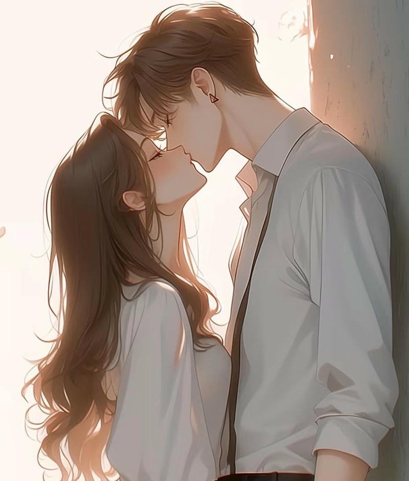 Ảnh anime hôn nhau phong cách tình cảm nhẹ