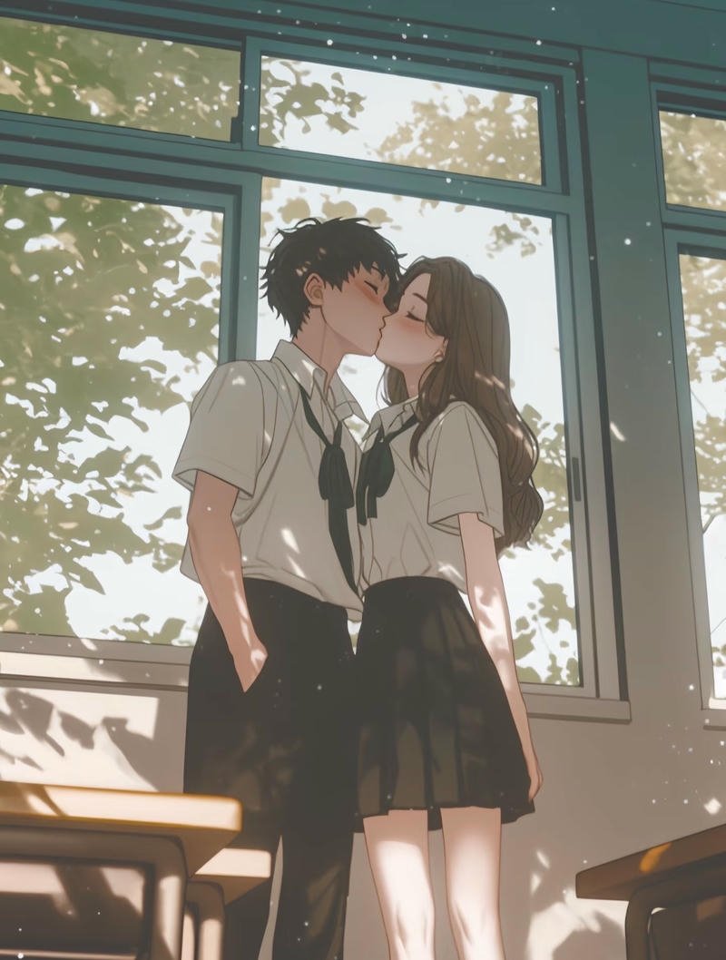 Ảnh anime hôn nhau phong cách tình yêu dễ thương