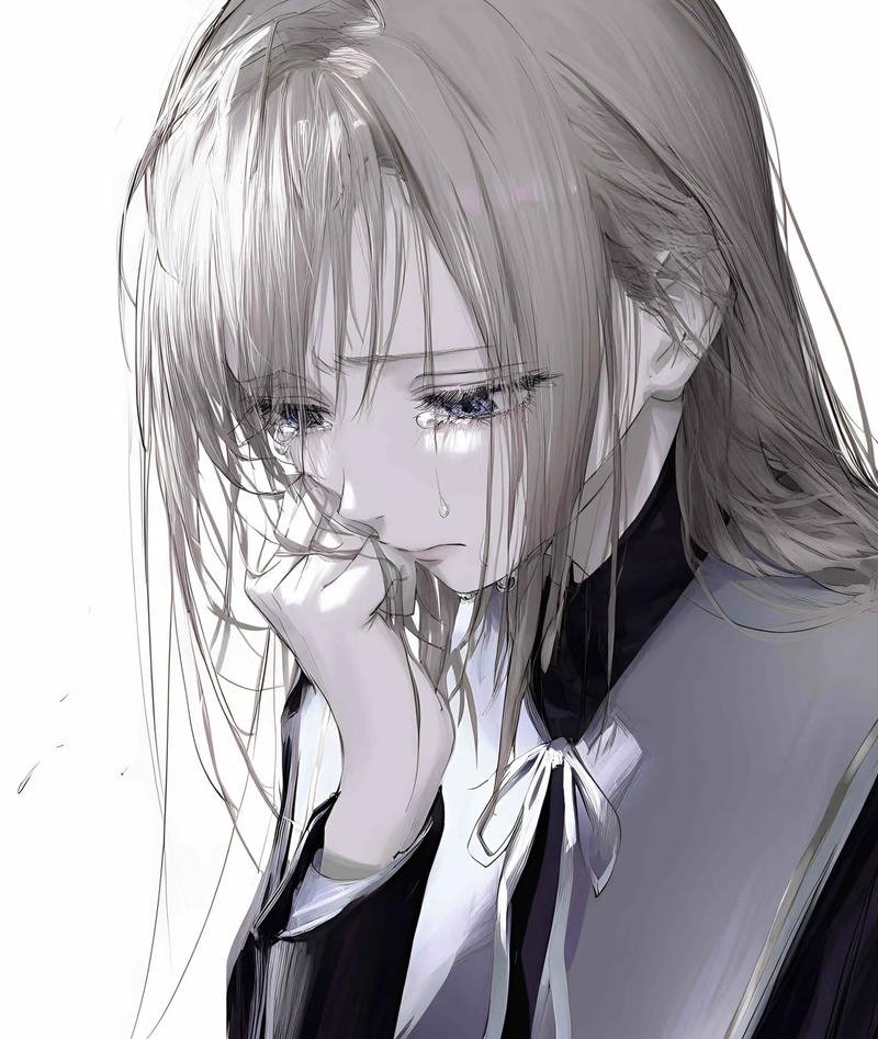 Ảnh anime nữ buồn với nét mặt đầy suy nghĩ