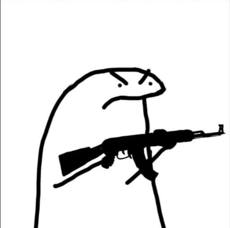 Ảnh chế flork meme siêu lầy lội cầm súng