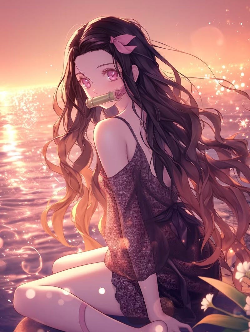 Ảnh cô gái quay lưng anime trong ánh sáng dịu