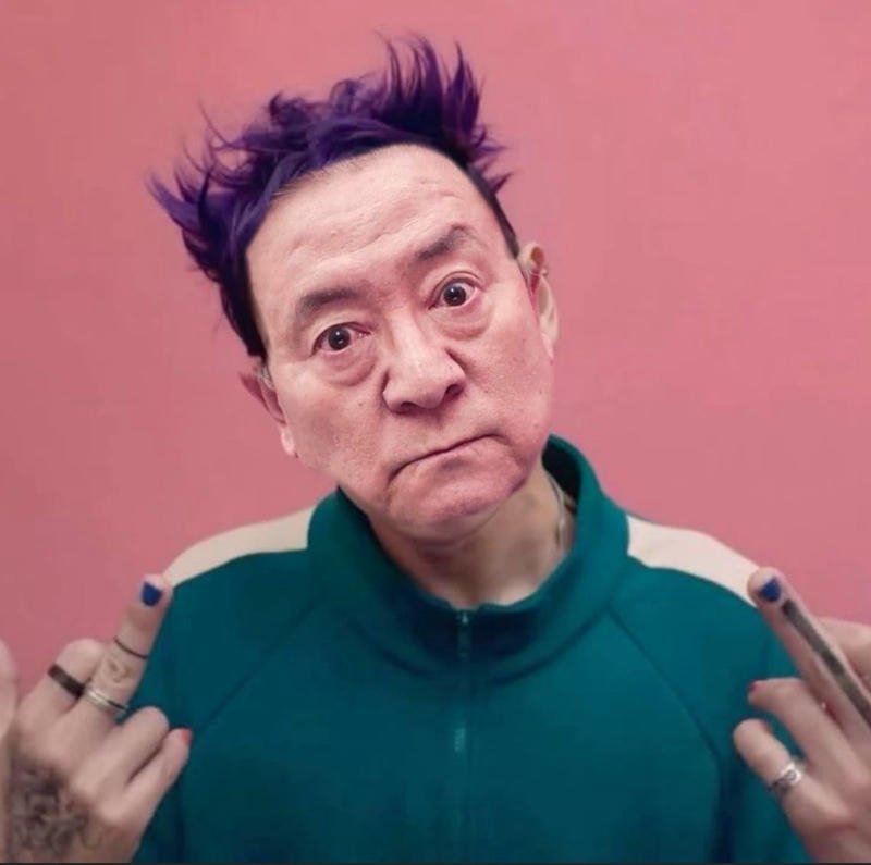 Ảnh meme Squid Game biểu cảm căng thẳng hài hước