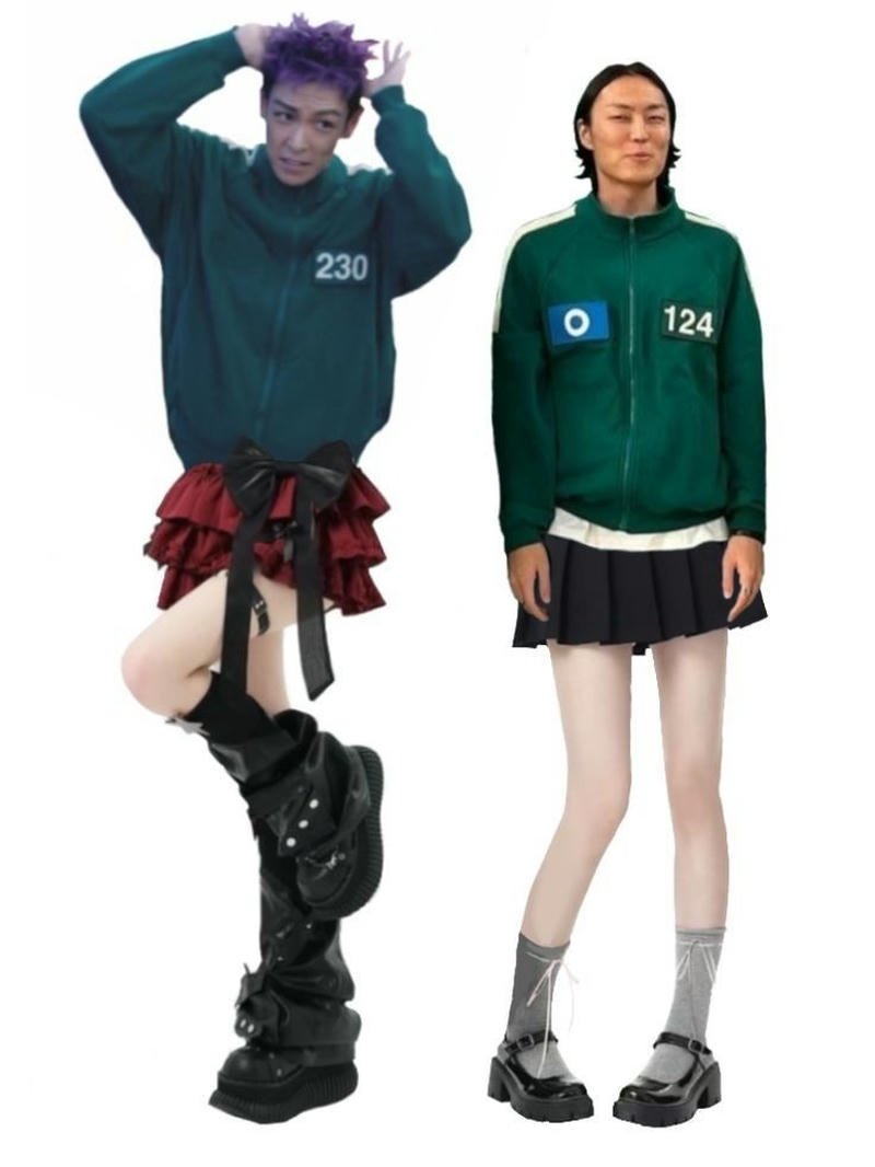 Ảnh meme Squid Game fan ghép outfit cực bựa