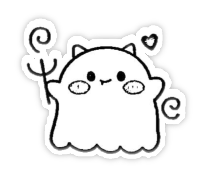 Ảnh sticker cute không màu đơn giản con ma dễ thương