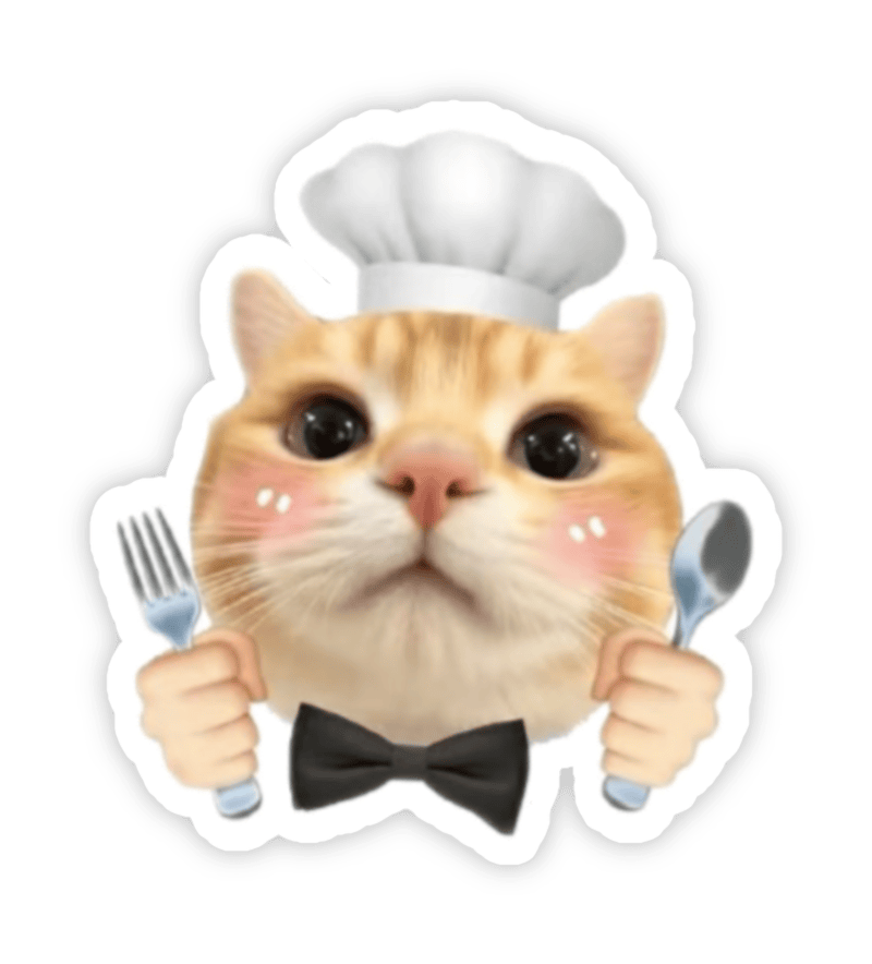 Ảnh sticker dễ thương con mèo đầu bếp