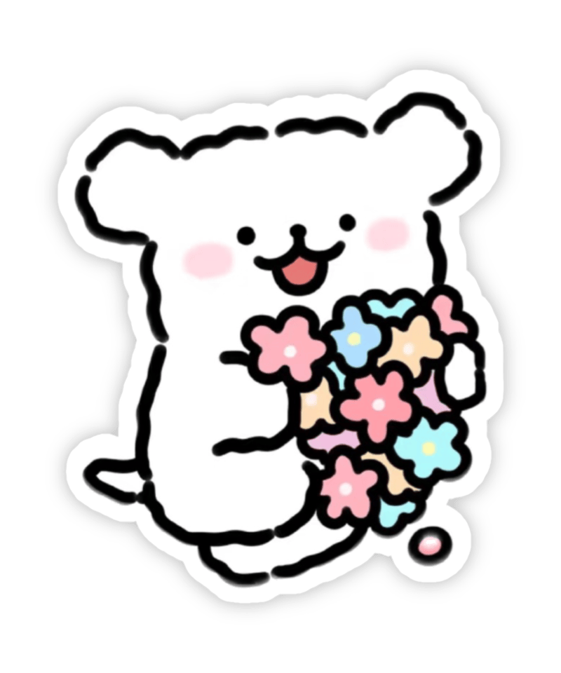 Ảnh sticker dễ thương cute nhỏ xinh ôm hoa