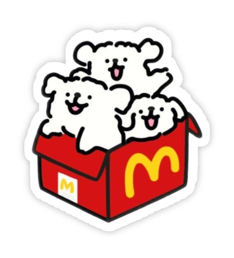 Ảnh sticker dễ thương xinh xắn 3 chú cún trắng