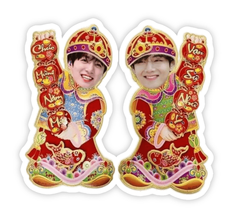 Ảnh sticker hài tết lung linh sắc xuân rộn ràng