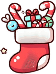 Ảnh sticker noel hài hước chiếc tất đầy kẹo