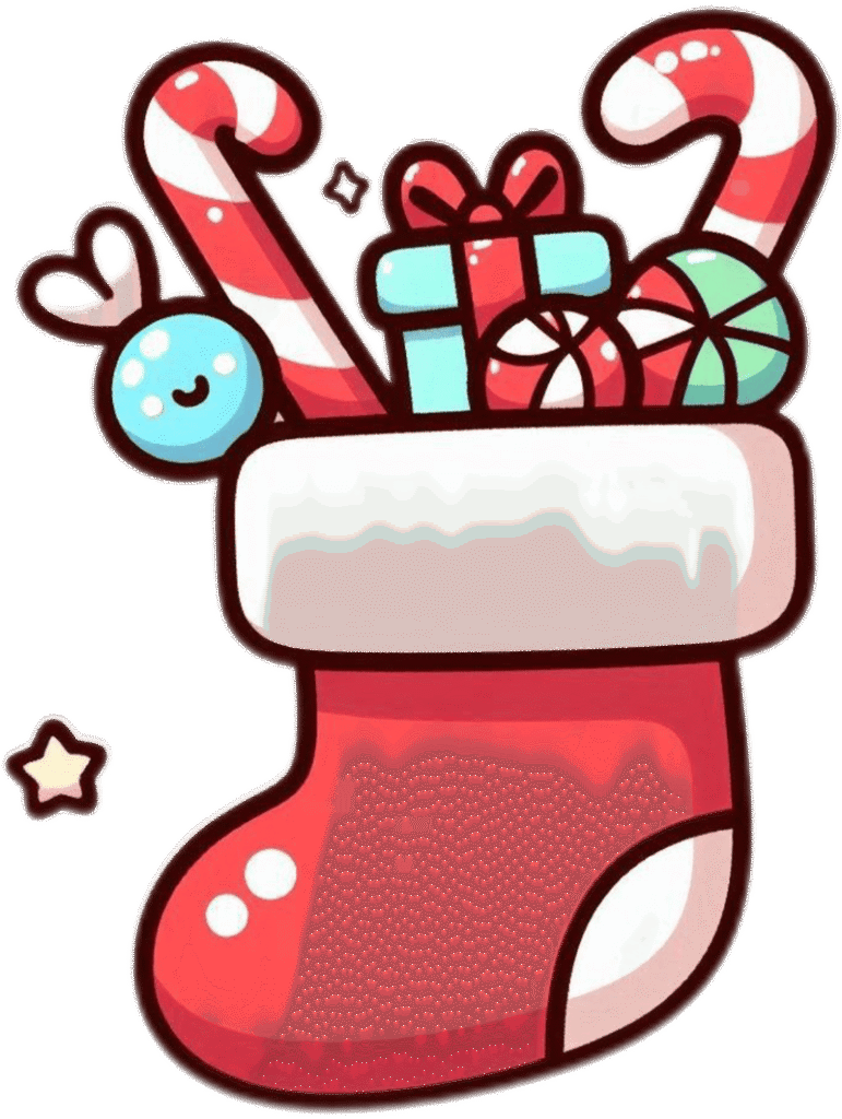 Ảnh sticker noel hài hước chiếc tất đầy kẹo