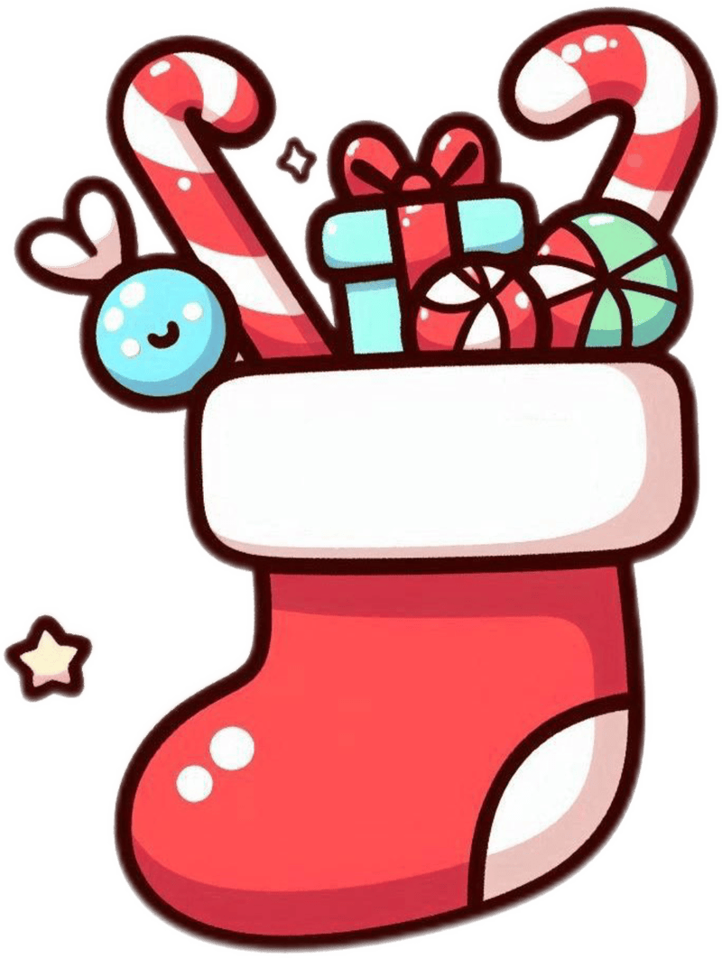Ảnh sticker noel hài hước chiếc tất đầy kẹo