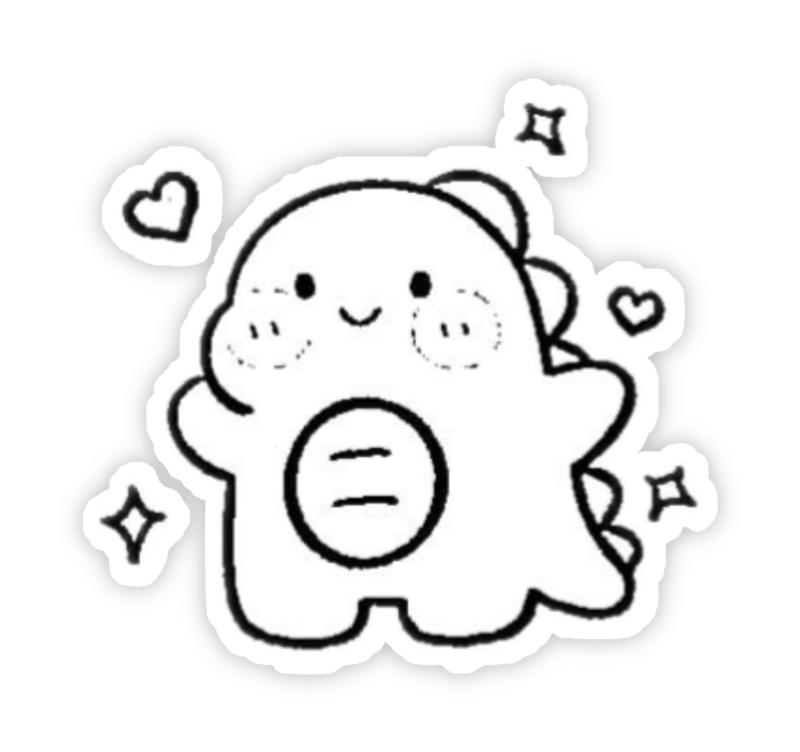 Ảnh vẽ hình sticker cute không màu con khủng long