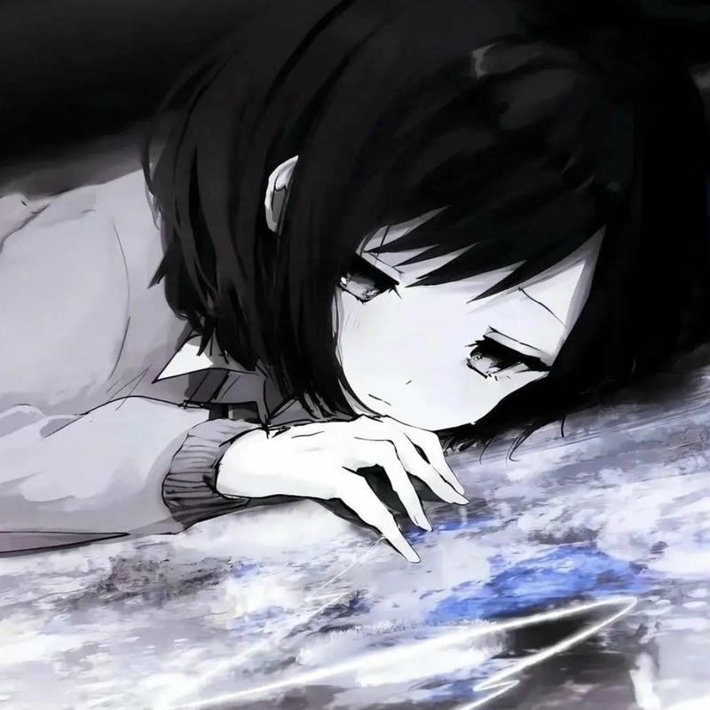 Bức hình anime nữ buồn với ánh mắt mờ buồn