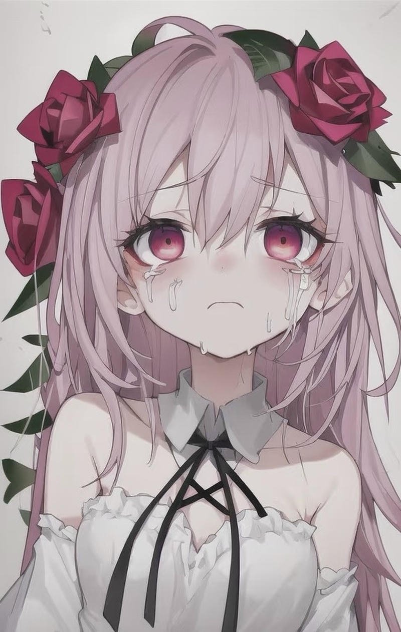 Bức hình anime nữ buồn với ánh mắt xa xăm