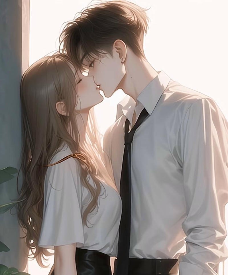 Cảnh anime hôn nhau giữa không gian rộng