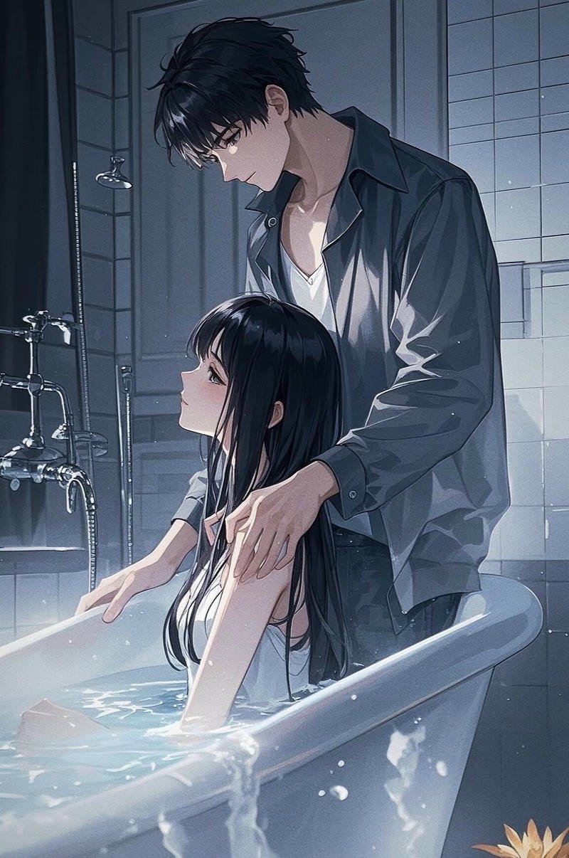 Cặp đôi anime đứng bên nhau đầy tình cảm