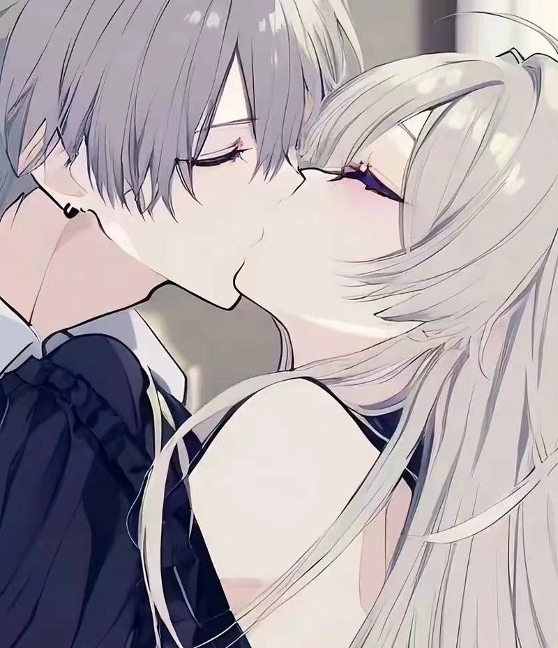 Cặp đôi anime hôn nhẹ giữa không gian yên bình