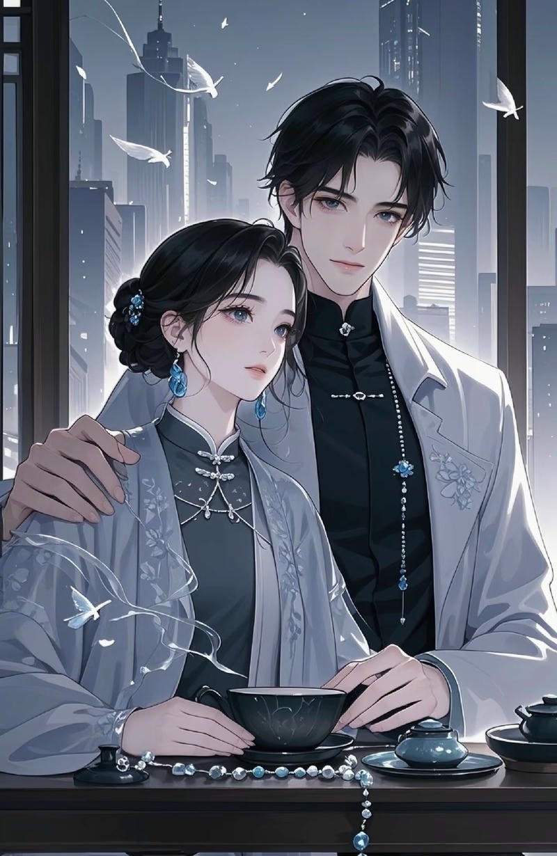 Cặp đôi anime nắm tay nhau trong ánh chiều