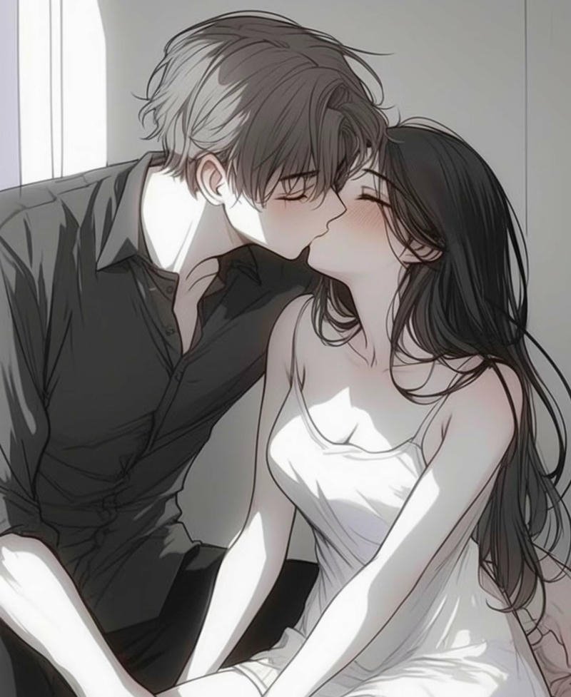 Cặp đôi anime trao nụ hôn giữa không gian yên
