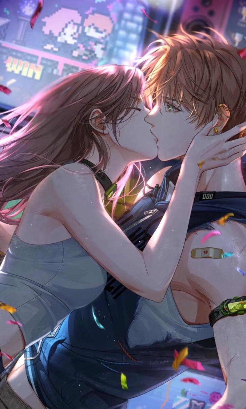 Cặp đôi anime trao nụ hôn nhẹ đầy cảm xúc