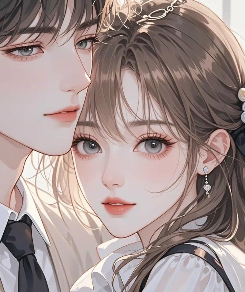 Cặp đôi anime trong ánh sáng hoàng hôn nhẹ