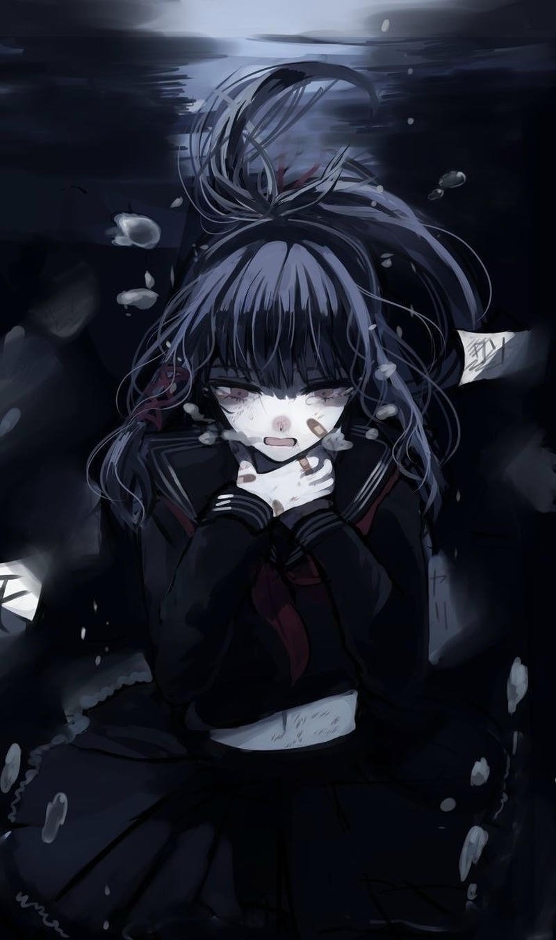 Cô gái anime buồn mang vẻ lặng lẽ trong suy nghĩ