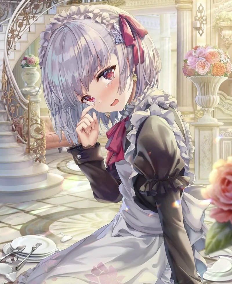 Cô gái anime buồn mang vẻ yếu đuối dễ thấy