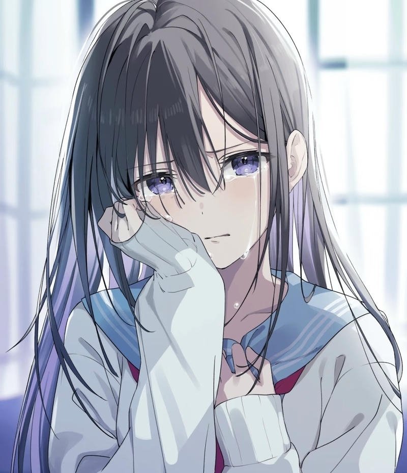 Cô gái anime buồn thể hiện nỗi buồn sâu sắc