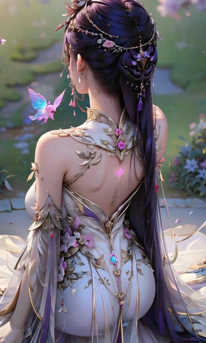 Cô gái anime quay lưng trong ánh nắng chiều