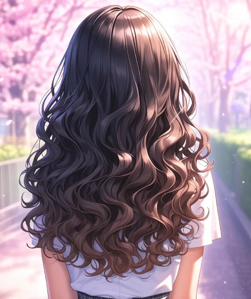 Cô gái anime quay lưng trong không gian tĩnh lặng