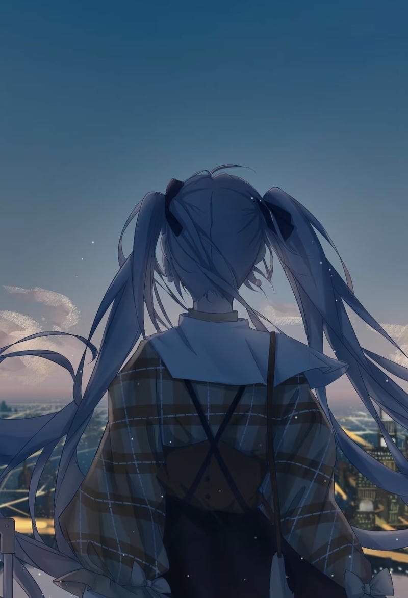 Cô gái anime quay lưng với dáng vẻ cô đơn