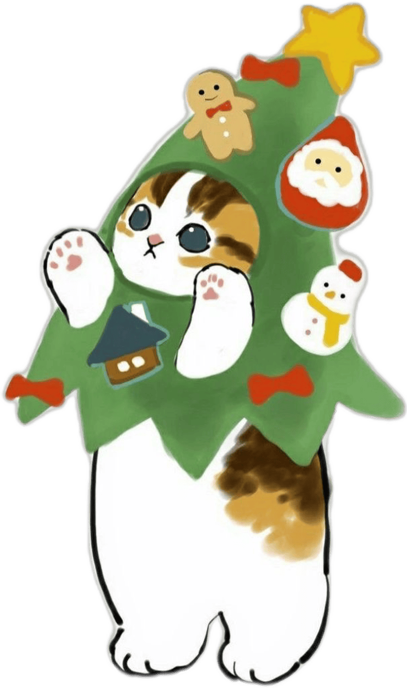 Con mèo đội mũ cây thông sticker