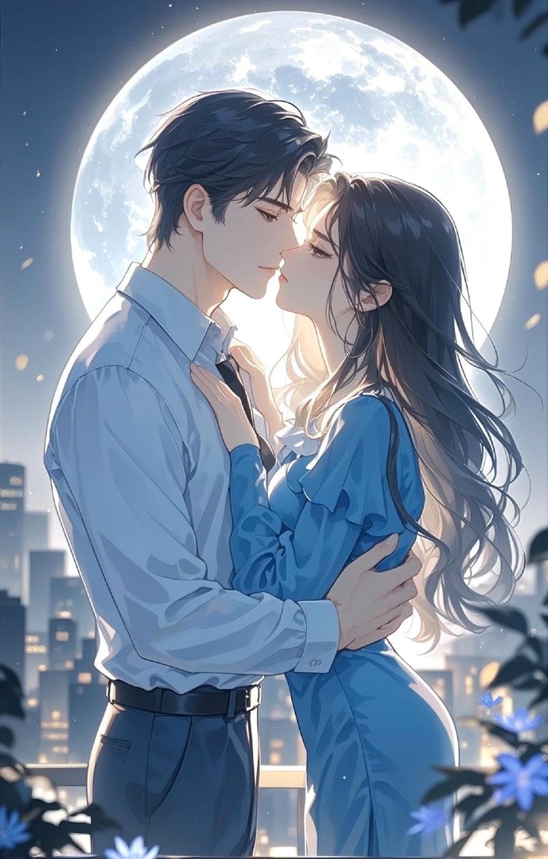 Hai nhân vật anime trao ánh nhìn đầy yêu thương