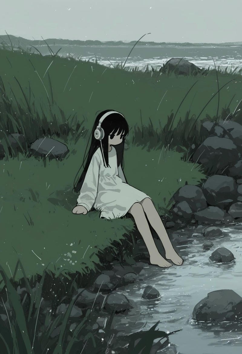 Hình ảnh anime nữ buồn mang cảm giác lạc lõng