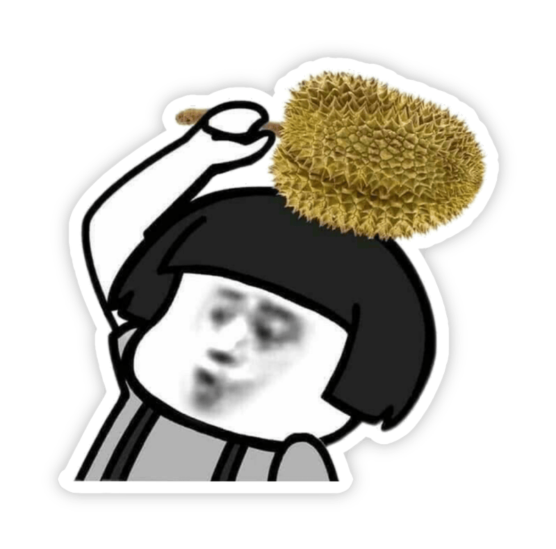 Hình ảnh nhãn dán bựa ném quả sầu riêng