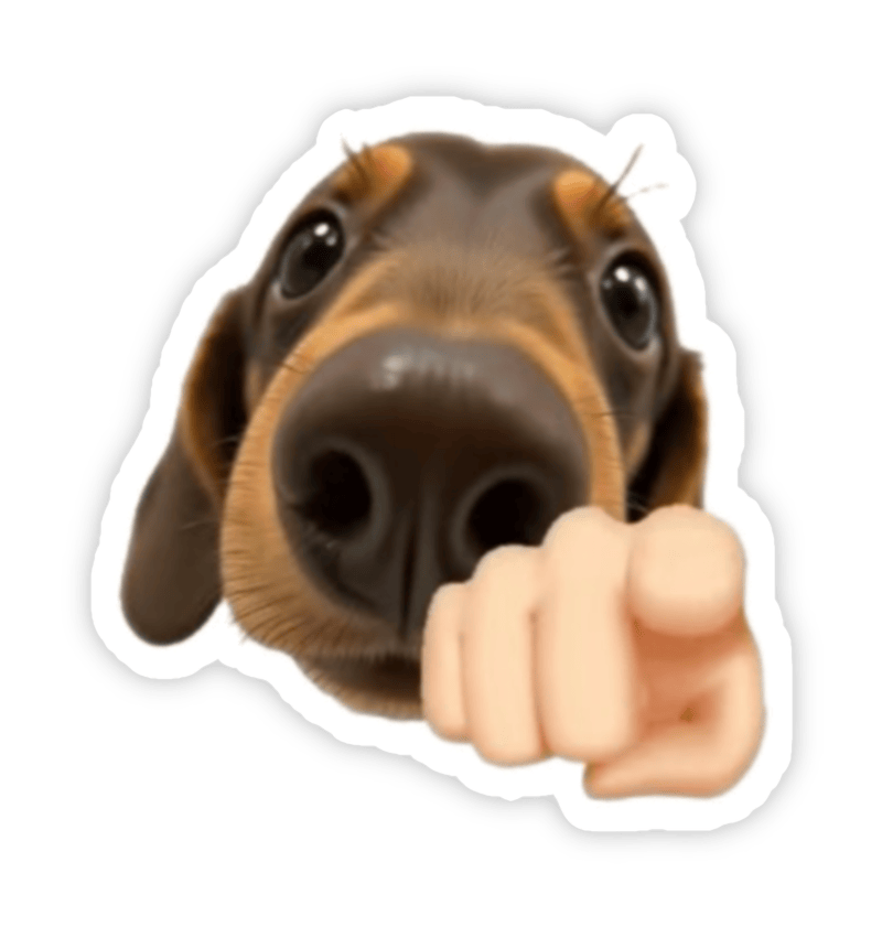 Hình ảnh sticker dễ thương con chó chỉ tay