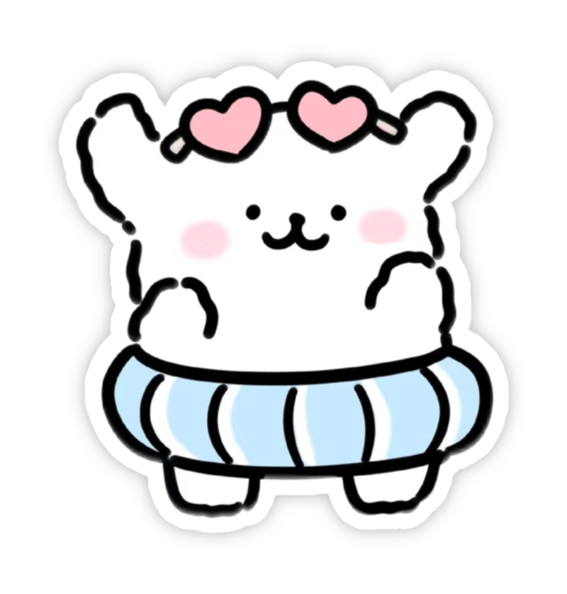 Hình ảnh sticker dễ thương mặc phao đi bơi