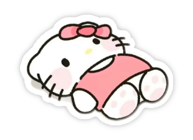 Hình ảnh sticker dễ thương mèo trắng đang nằm