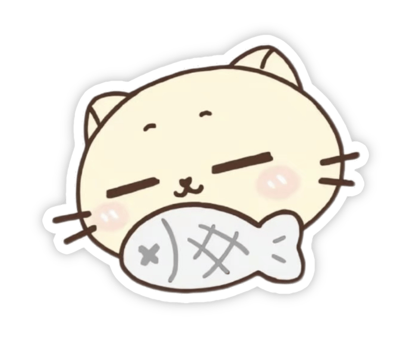 Hình ảnh sticker dễ thương mèo và cá