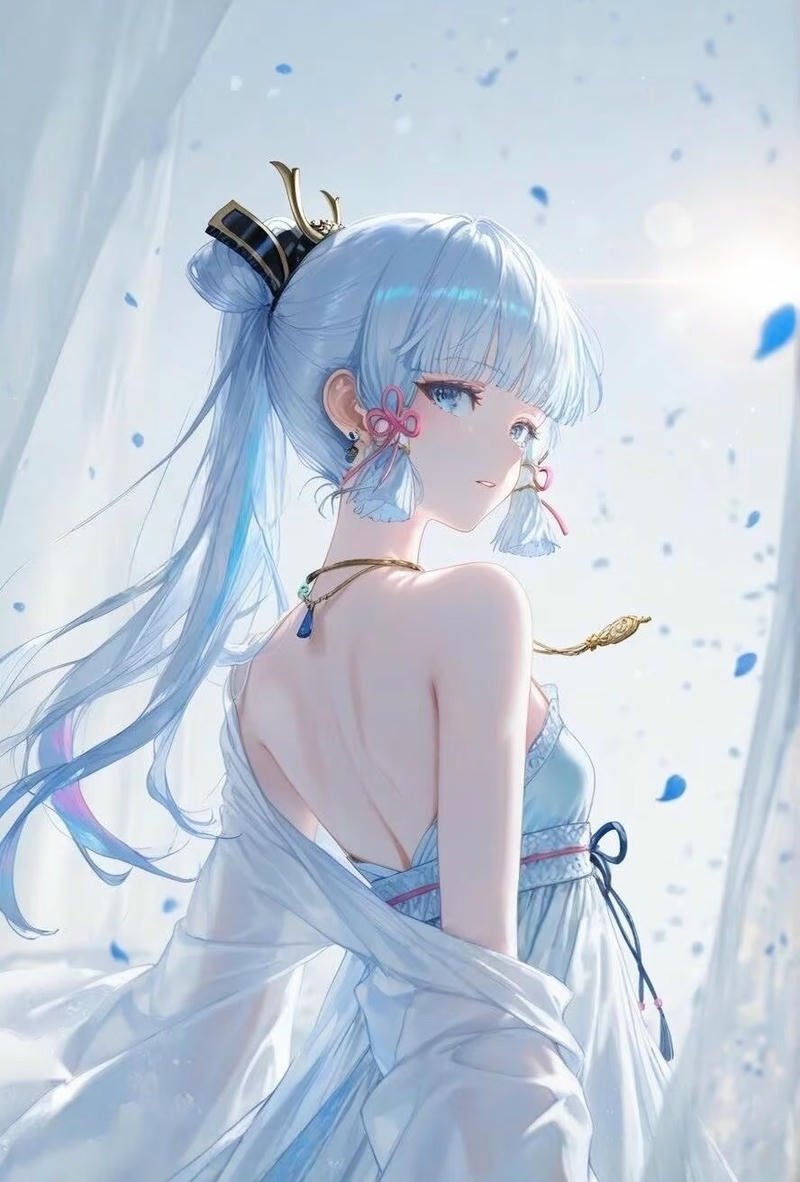 Hình anime nữ quay lưng giữa cảnh hoàng hôn